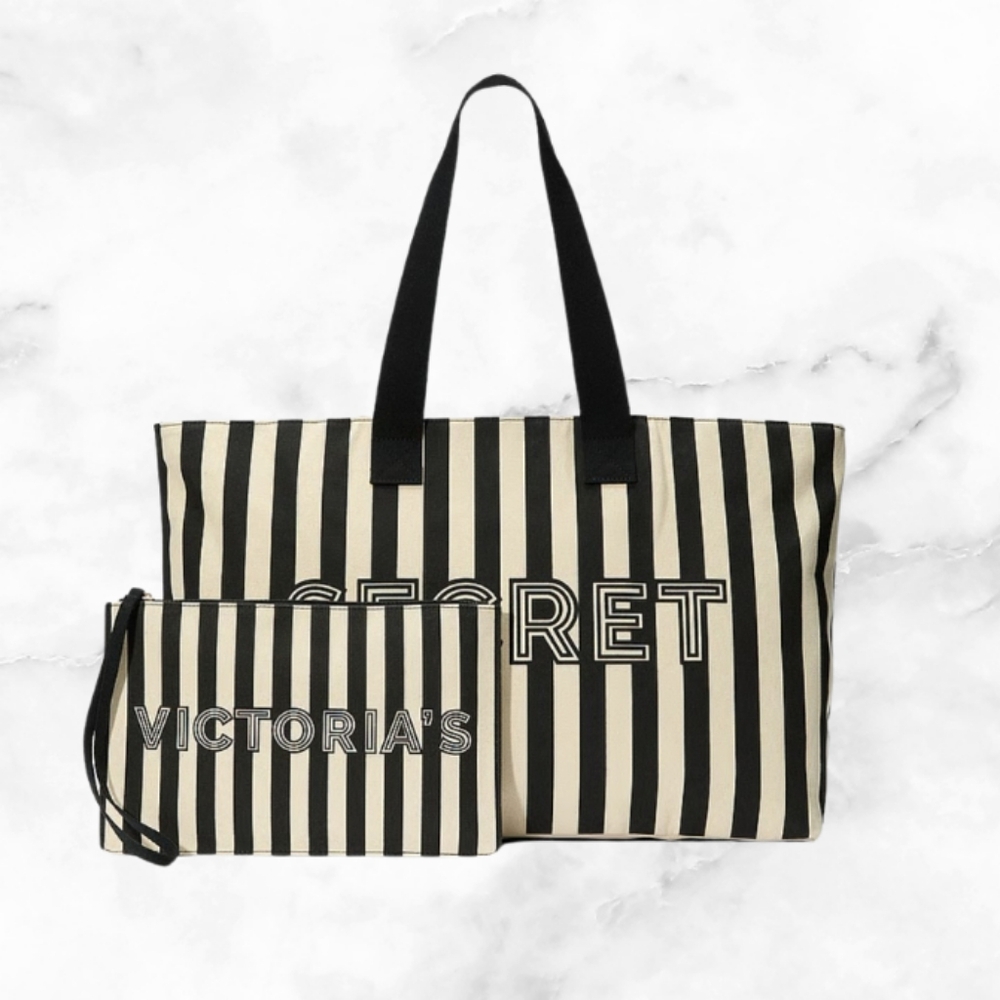 Striped Black and White Tote Bag